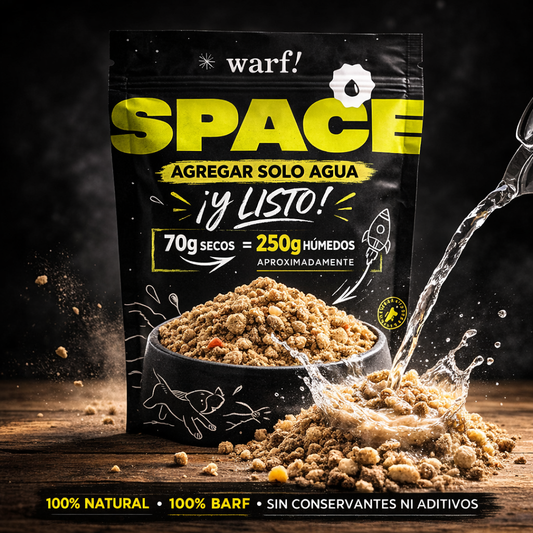 WARF TO GO – Comida BARF Liofilizada 100% Natural para Perros| 70g secos equivalente a 250g (1/2 lb de comida húmeda)